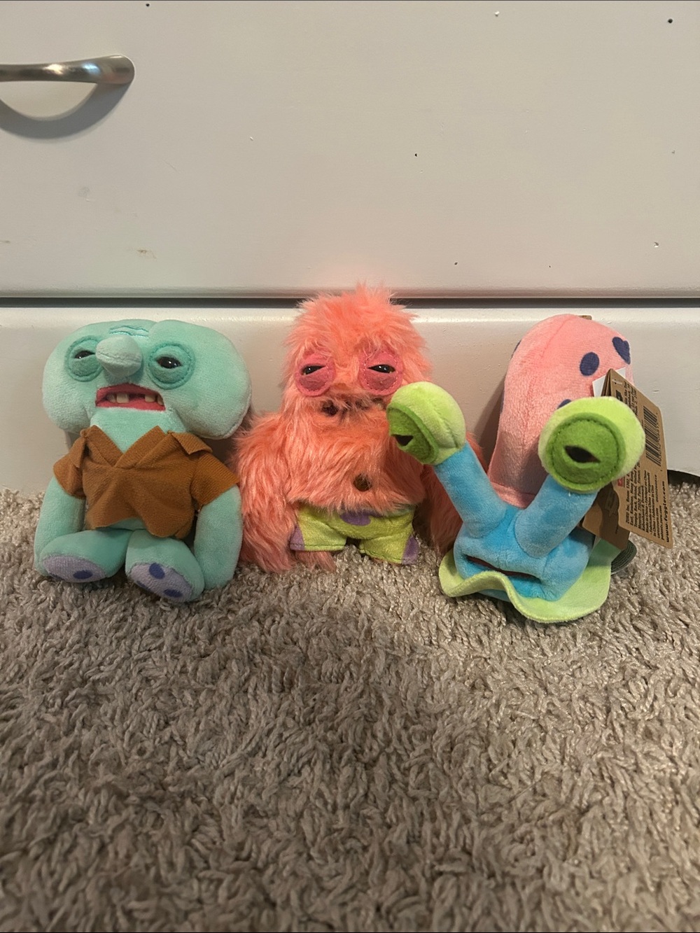 Trio - Squidward, Patrick, and Gary fuggler Stuffed Animals